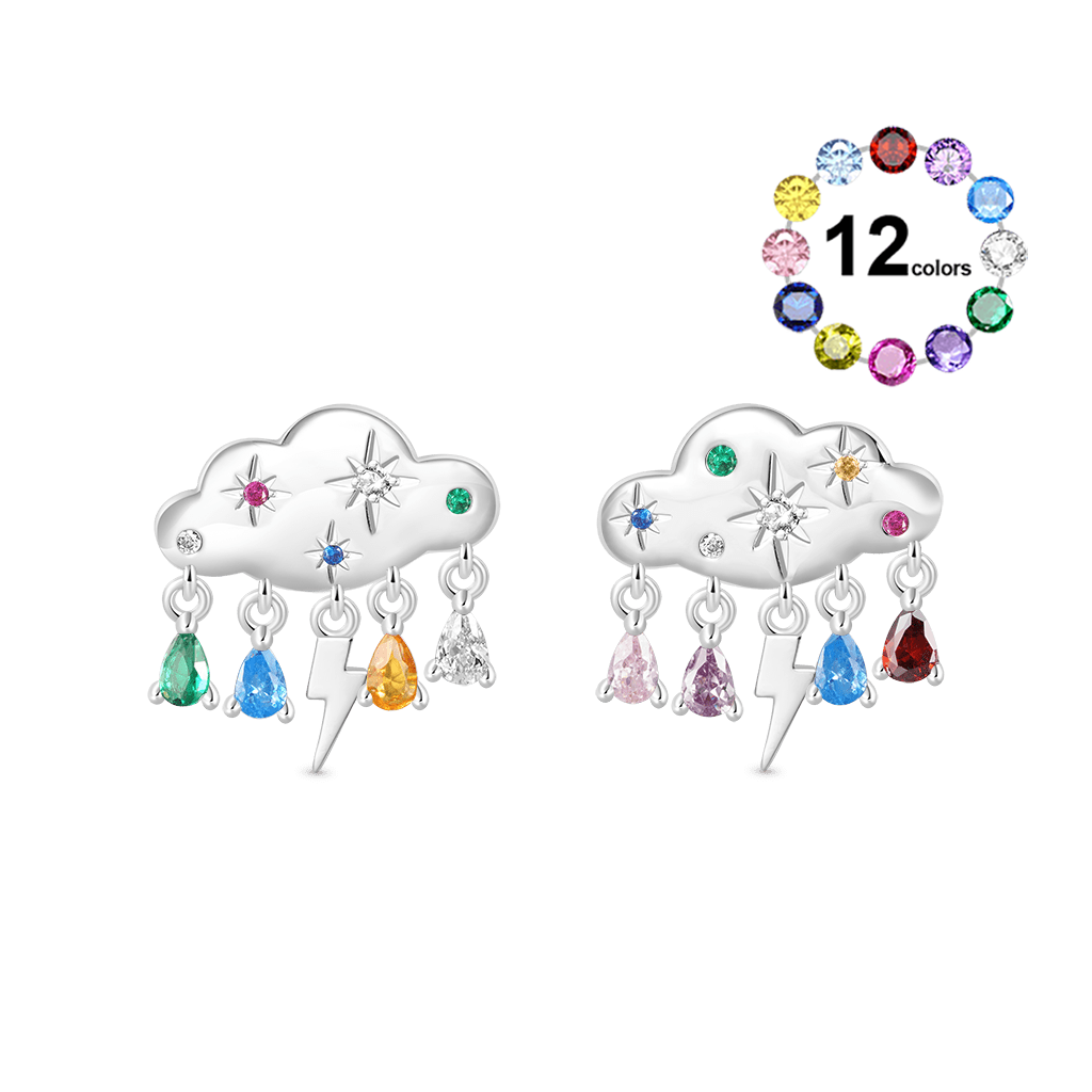 Gnoce Cloud Raindrop Birthstone Stud Earrings_1