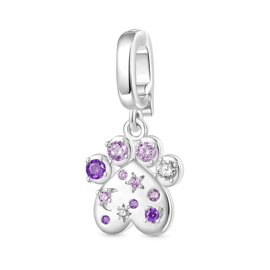 Gnoce Purple Gradient CZ Pet Paw Clasp Clusters Charm_1