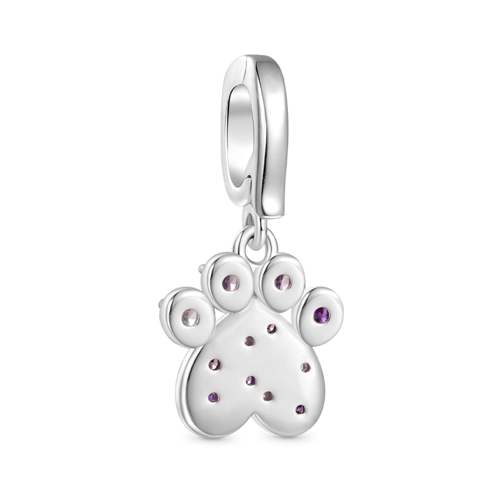 Gnoce Purple Gradient CZ Pet Paw Clasp Clusters Charm_2