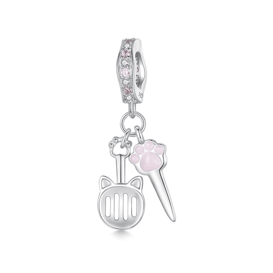 Gnoce Cute Pink Cat Paw Print Pendant Dangle Charm_1