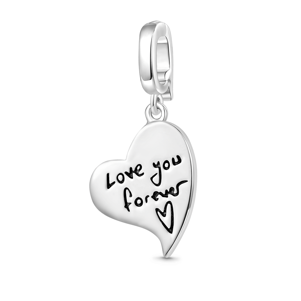 Gnoce Engravable ‘Love you forever’ Heart Anniversary Clasp Clusters Charm_2