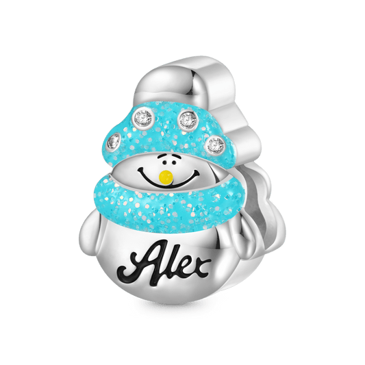 Gnoce Christmas Snowman Wearing Scarf Engravable Charm_1