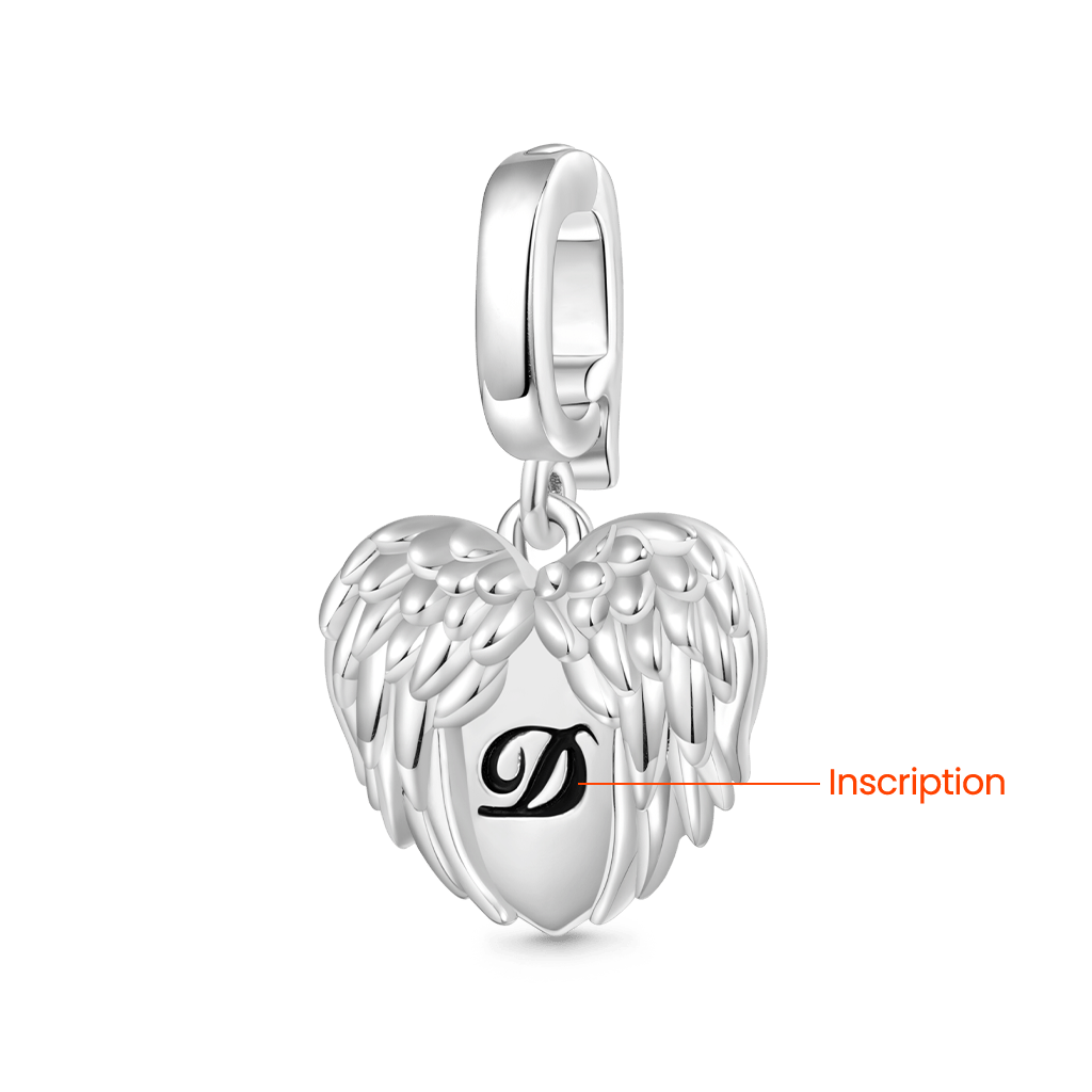 Gnoce Engravable Angel Heart Wings Clasp Clusters Charm_3