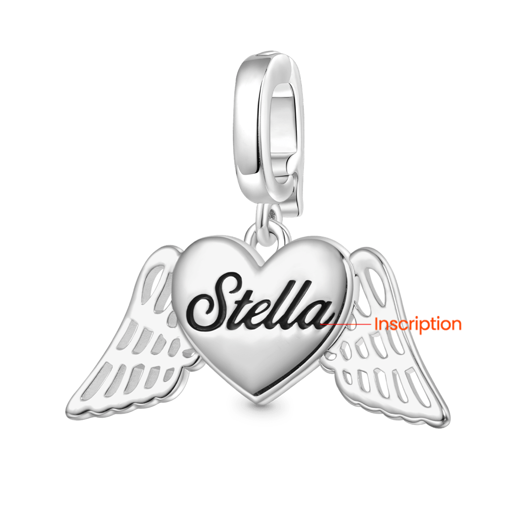 Gnoce Engravable Heart Angel Wings Clasp Clusters Charm_2