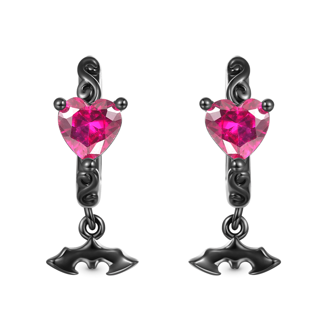 Gnoce Purple Heart Bat Hoop Earrings_1
