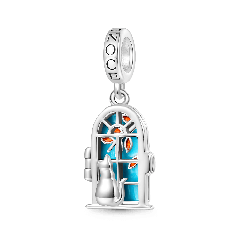 Gnoce Window View Kitten Openable Pendant Dangle Charm_2