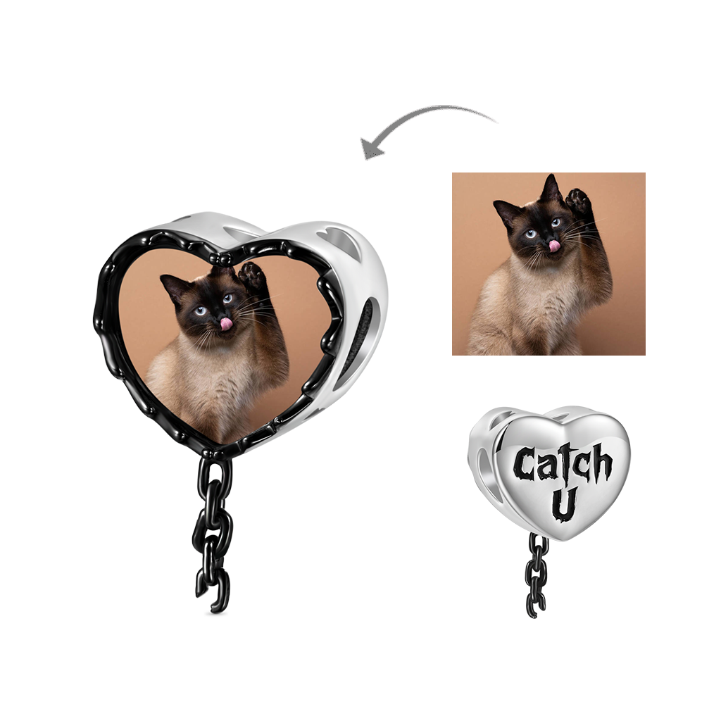 Gnoce 'Catch U' Heart Mousetrap Personalized Photo Charm_1