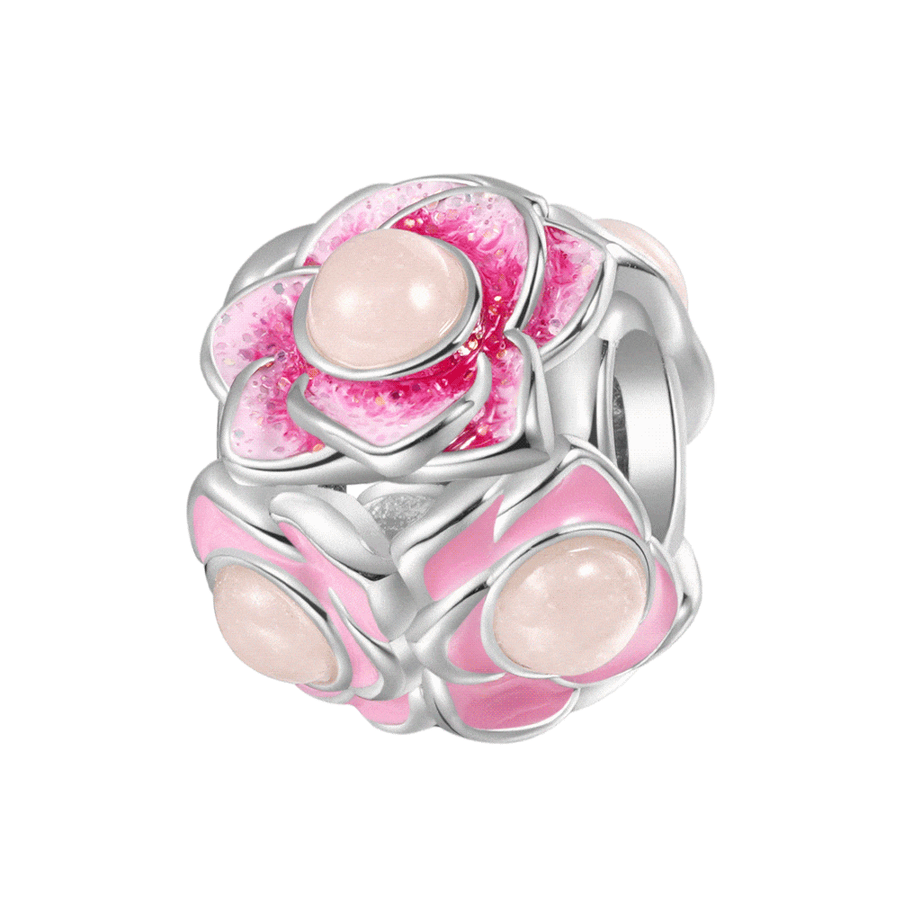 Gnoce Glow-in-the-Dark Pink Flower Ball Charm_1