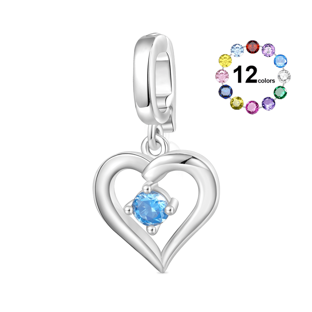 Gnoce Beating Heart Birthstone Clasp Clusters Charm_1