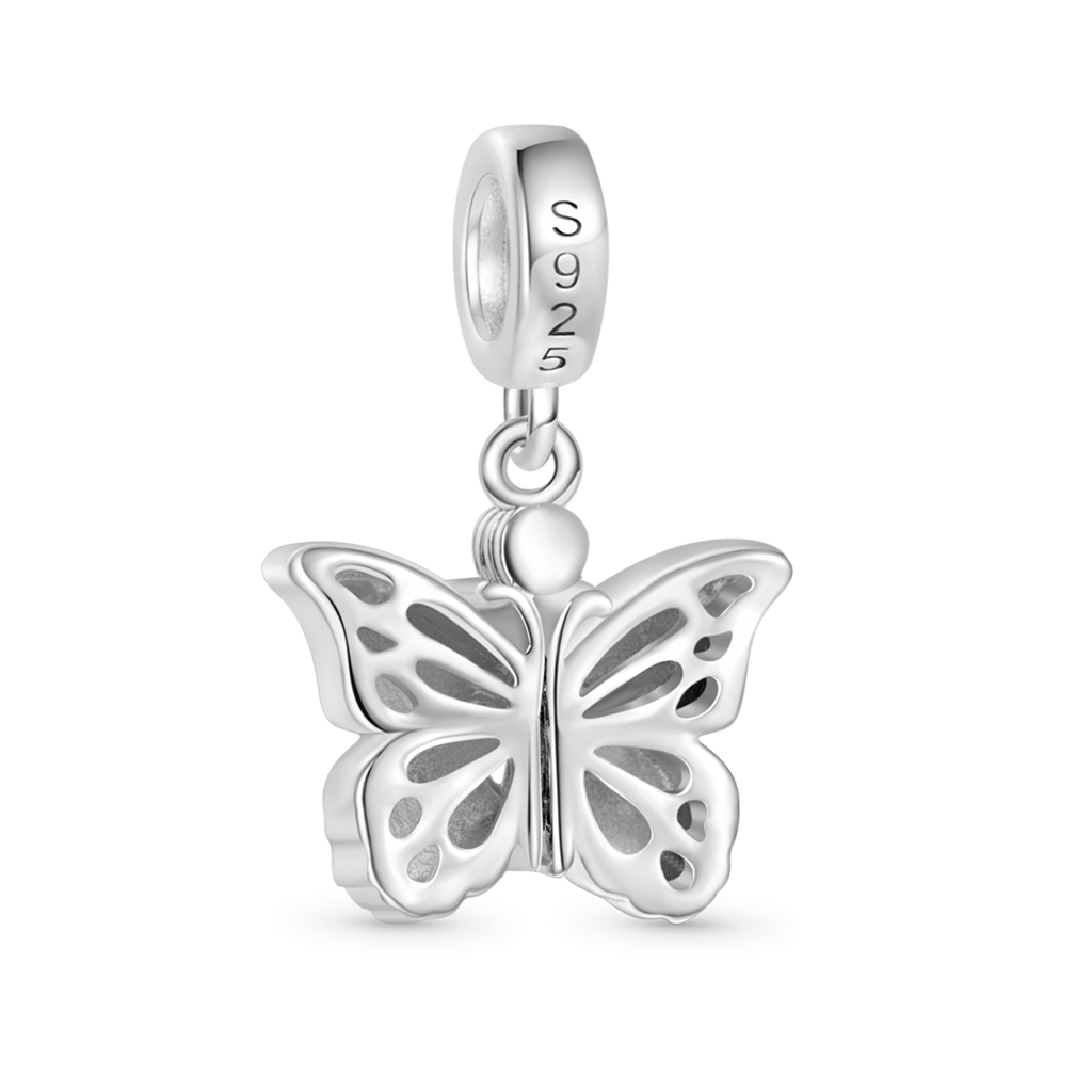 Gnoce Blue Butterfly Vibrating Wings Engravable Pendant Dangle Charm_4