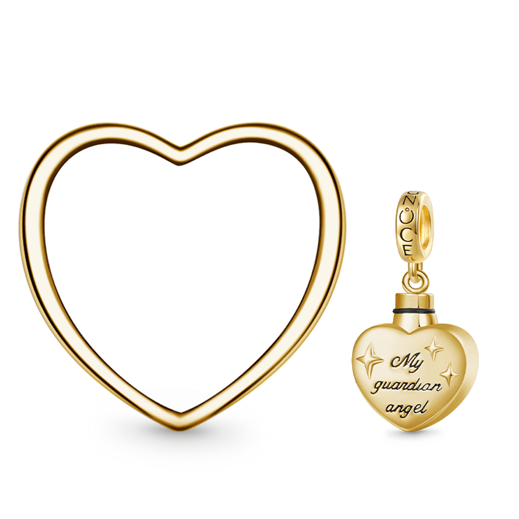 Gnoce 18K Gold Plated 'My guardian angel' Heart Memorial Urn Ashes Photo Pendant Dangle Charm_3