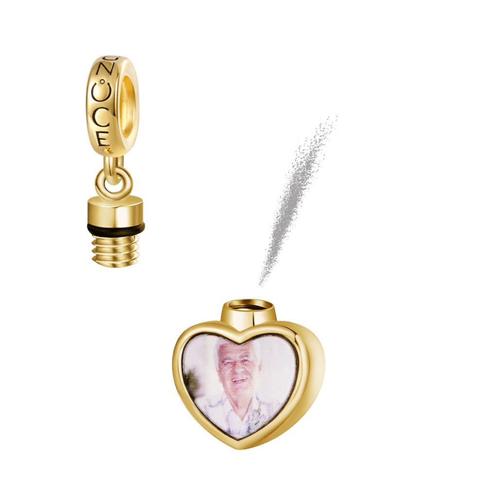 Gnoce 18K Gold Plated 'My guardian angel' Heart Memorial Urn Ashes Photo Pendant Dangle Charm_1