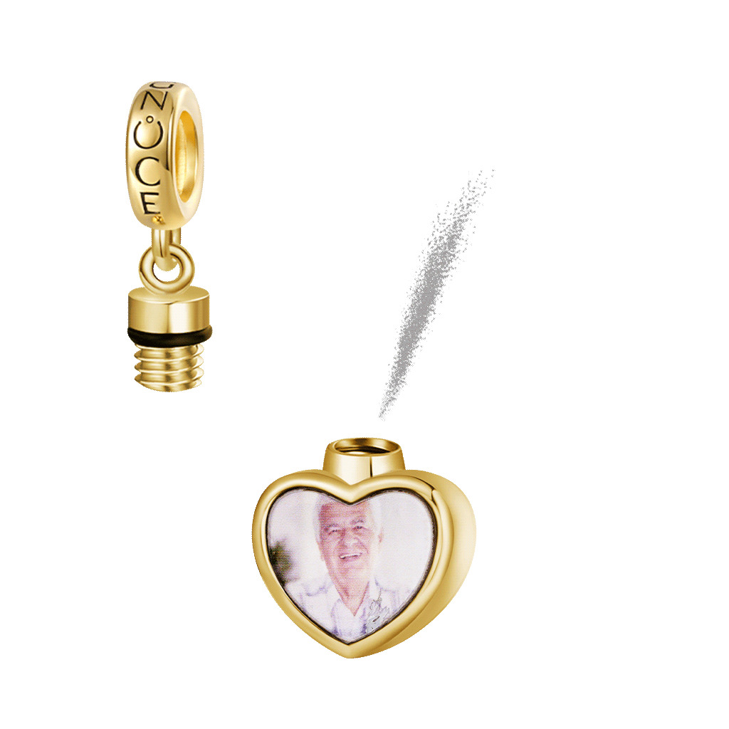 Gnoce 18K Gold Plated 'My guardian angel' Heart Memorial Urn Ashes Photo Pendant Dangle Charm_2
