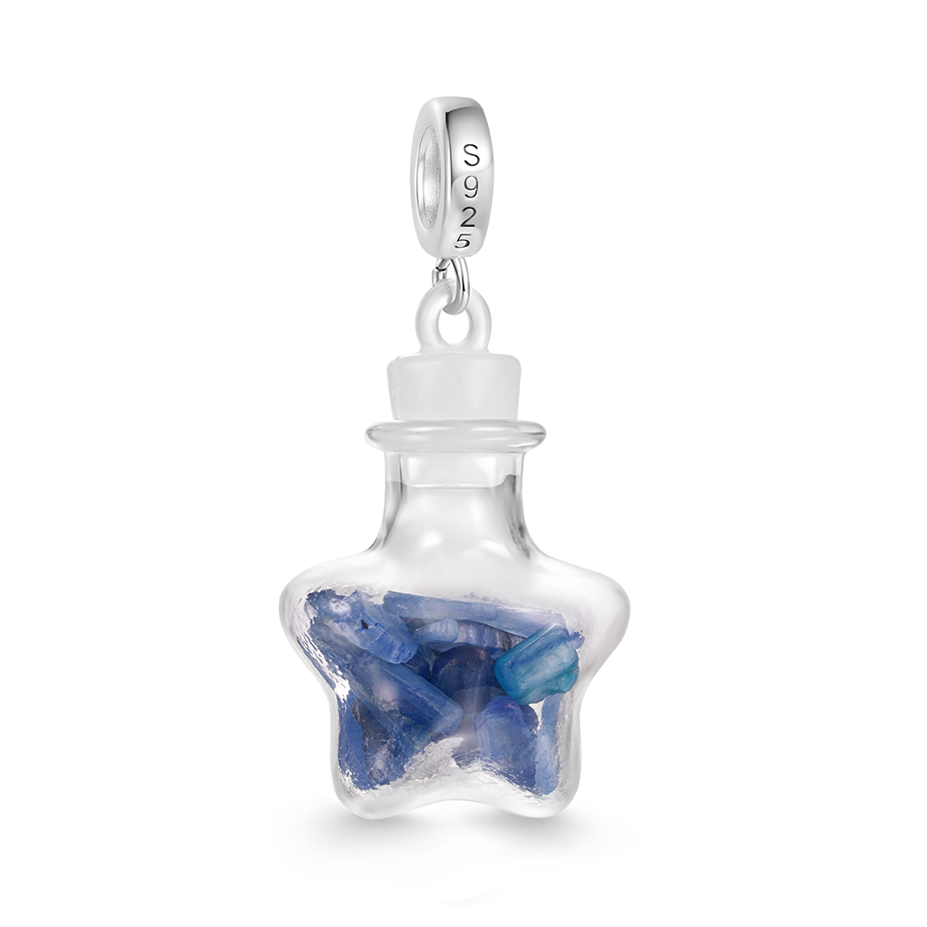 Gnoce Blue Stripe Crystal Glass Bottle Pendant Dangle Charm_2