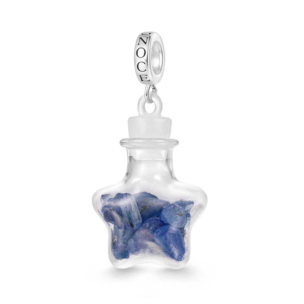 Gnoce Blue Stripe Crystal Glass Bottle Pendant Dangle Charm_1