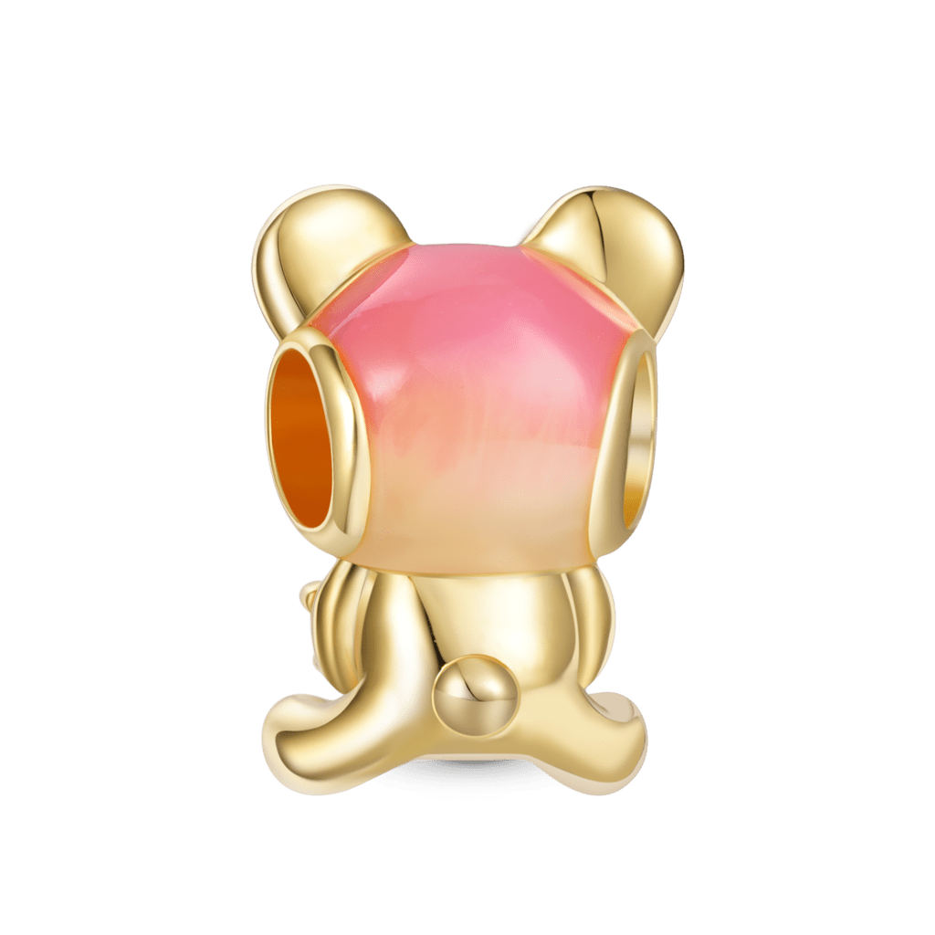 Gnoce 18K Gold Plated Gradient Pink Bear Charm_2