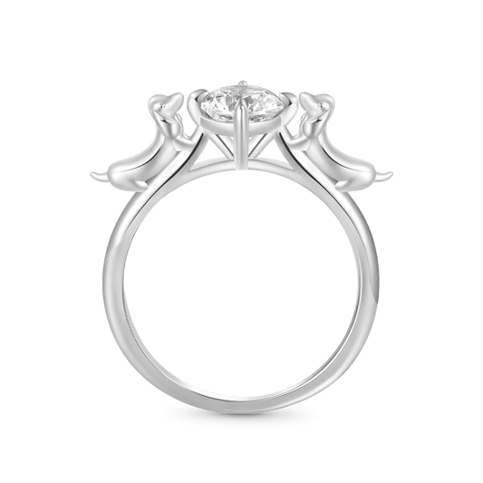 Gnoce Dachshund Embrace White Zircon Ring_1