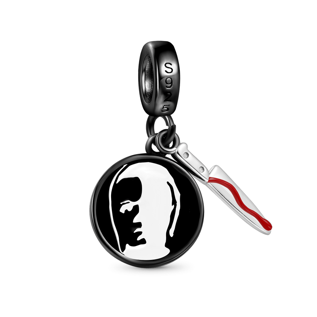 Gnoce Halloween Michael Myers Silhouette Head & Knife Pendant Dangle Charm_2