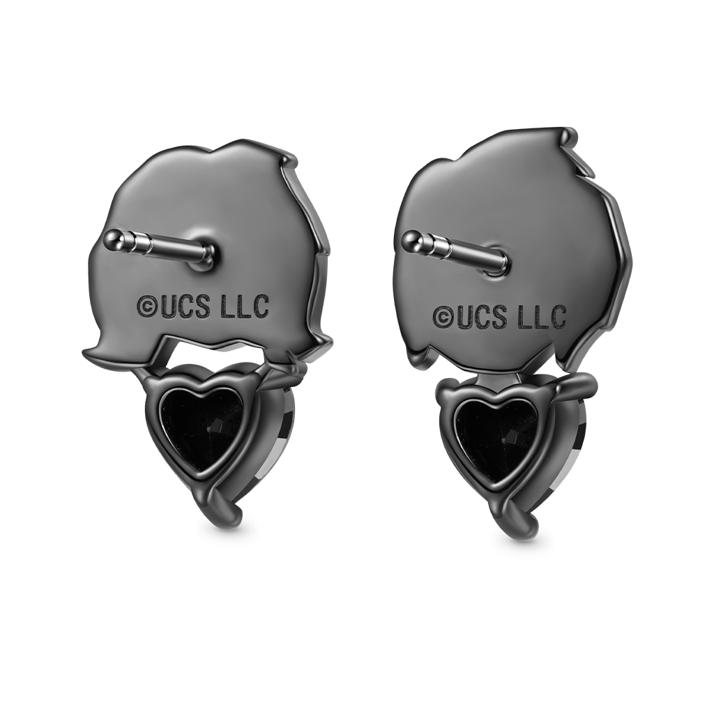 Gnoce Chucky & Tiffany Black Heart Mismatched Stud Earrings_2