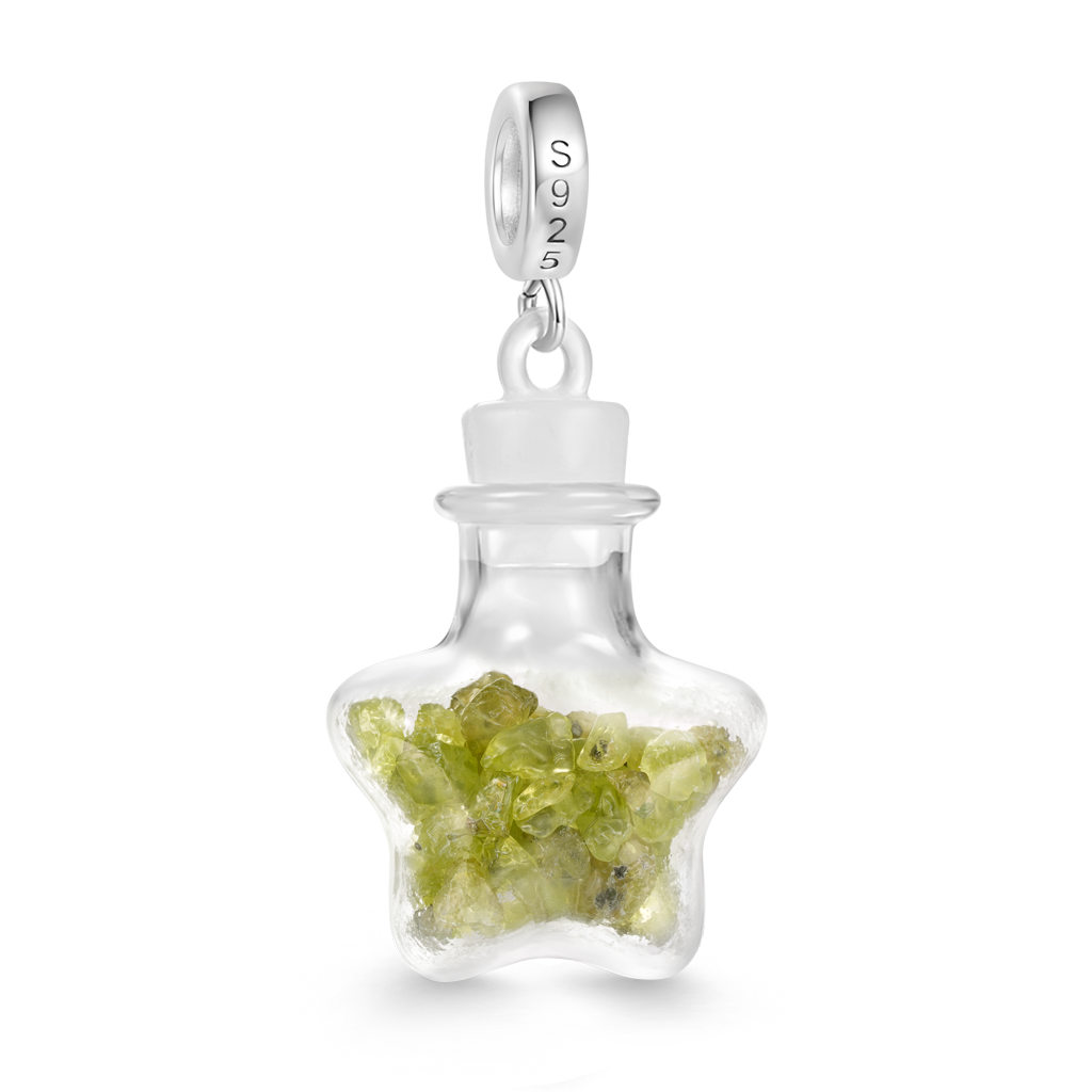 Gnoce Natural Peridot Star Bottle Pendant Dangle Charm_2
