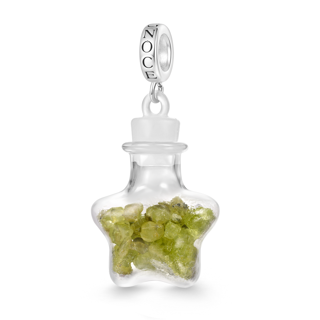 Gnoce Natural Peridot Star Bottle Pendant Dangle Charm_1