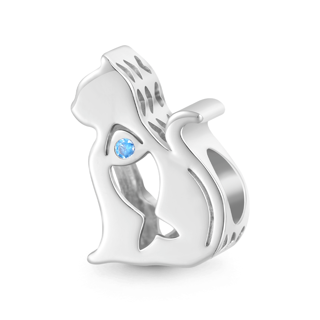 Gnoce Cute Cat Silhouette Birthstone Charm_2