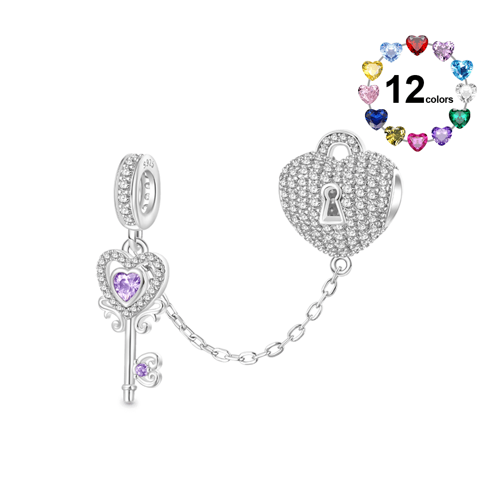 Gnoce The Key To My Heart Birthstone Pendant Dangle Charm_1
