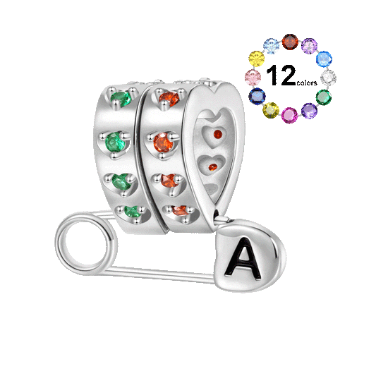 Gnoce Personalized Letter Pin Heart Birthstone Charm_1
