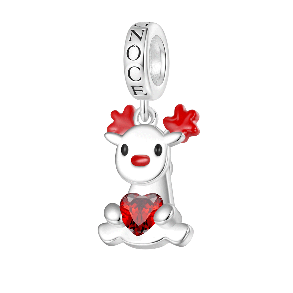 Gnoce Christmas Elk Rotating Body Embraces Heart Pendant Dangle Charm_1