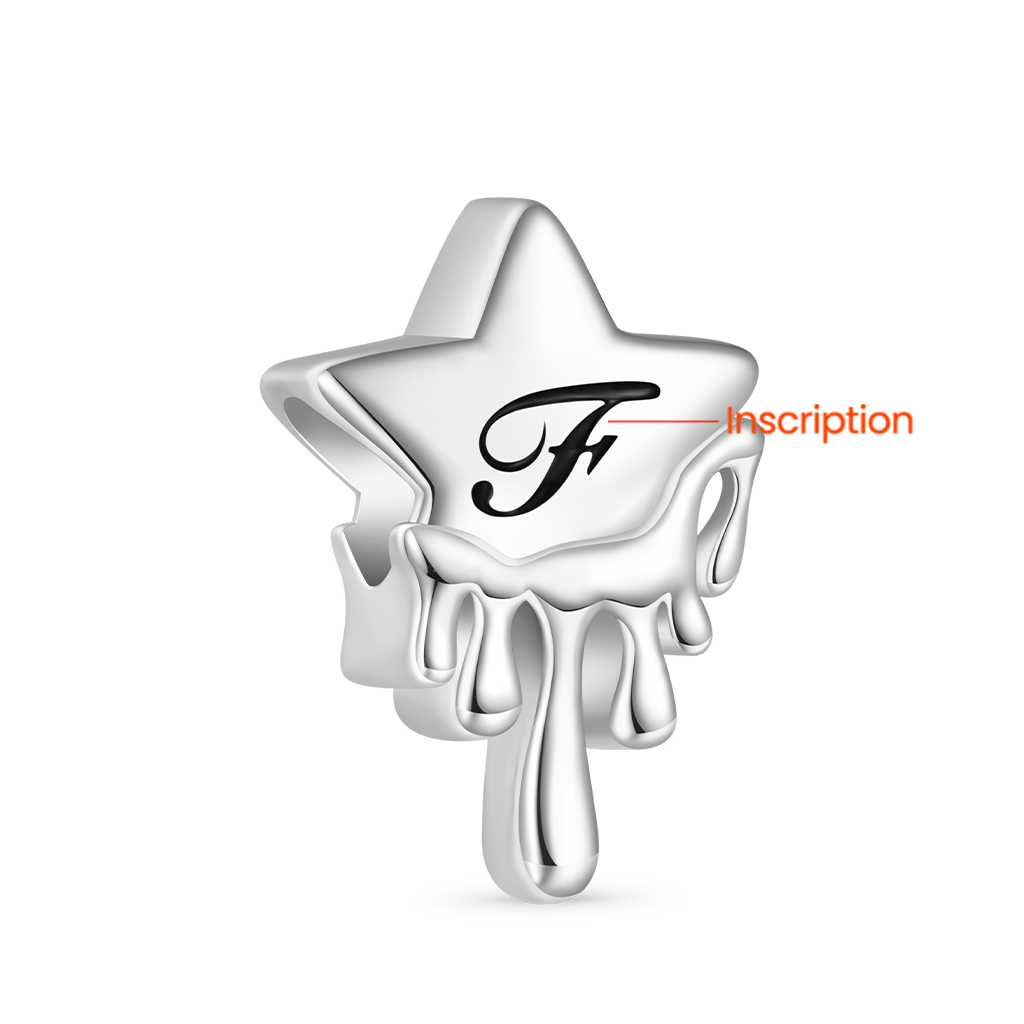 Gnoce Melted Five-pointed Star Engravable Birthstone Charm_2