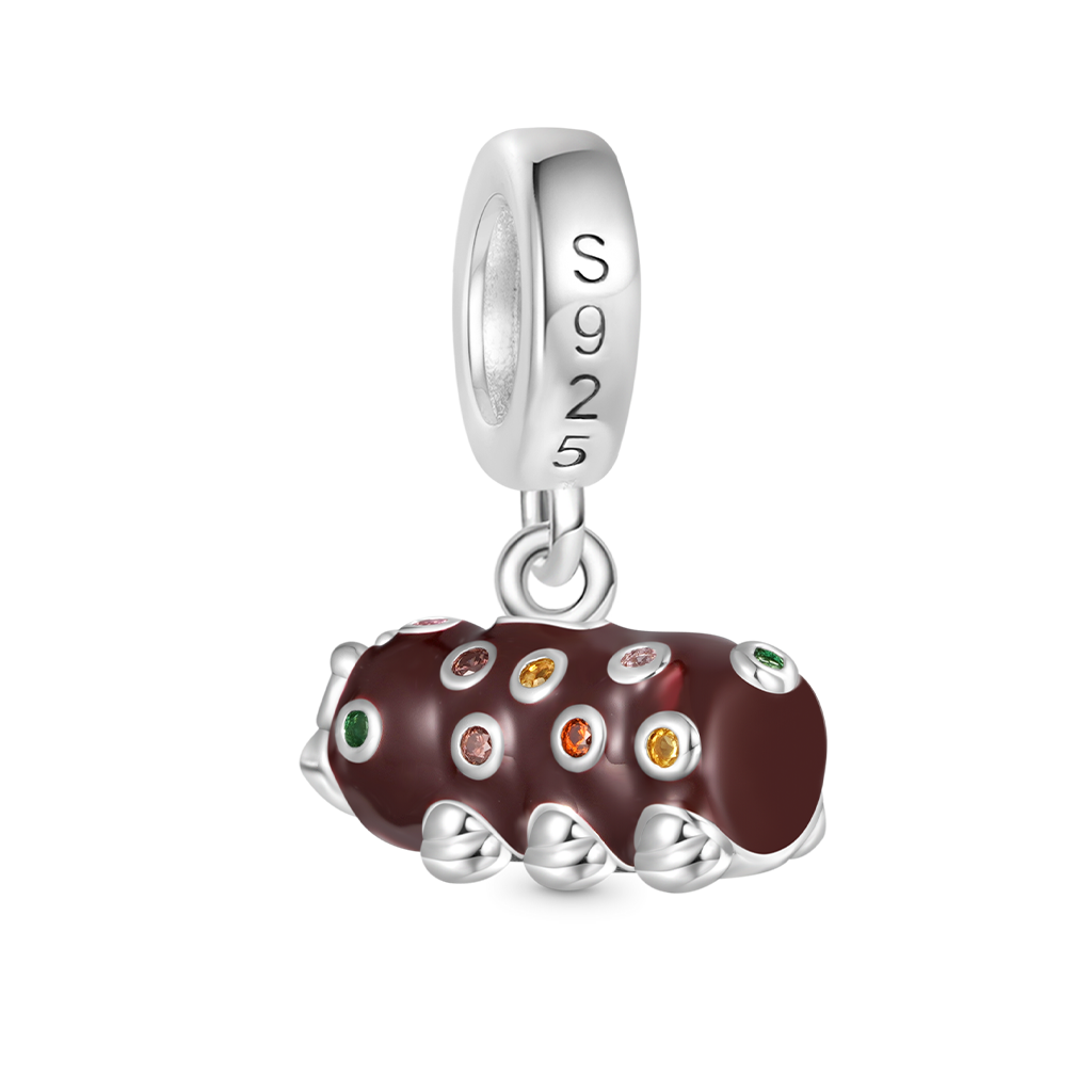 Gnoce Caterpillar Chocolate Swiss Roll Cake Pendant Dangle Charm_2