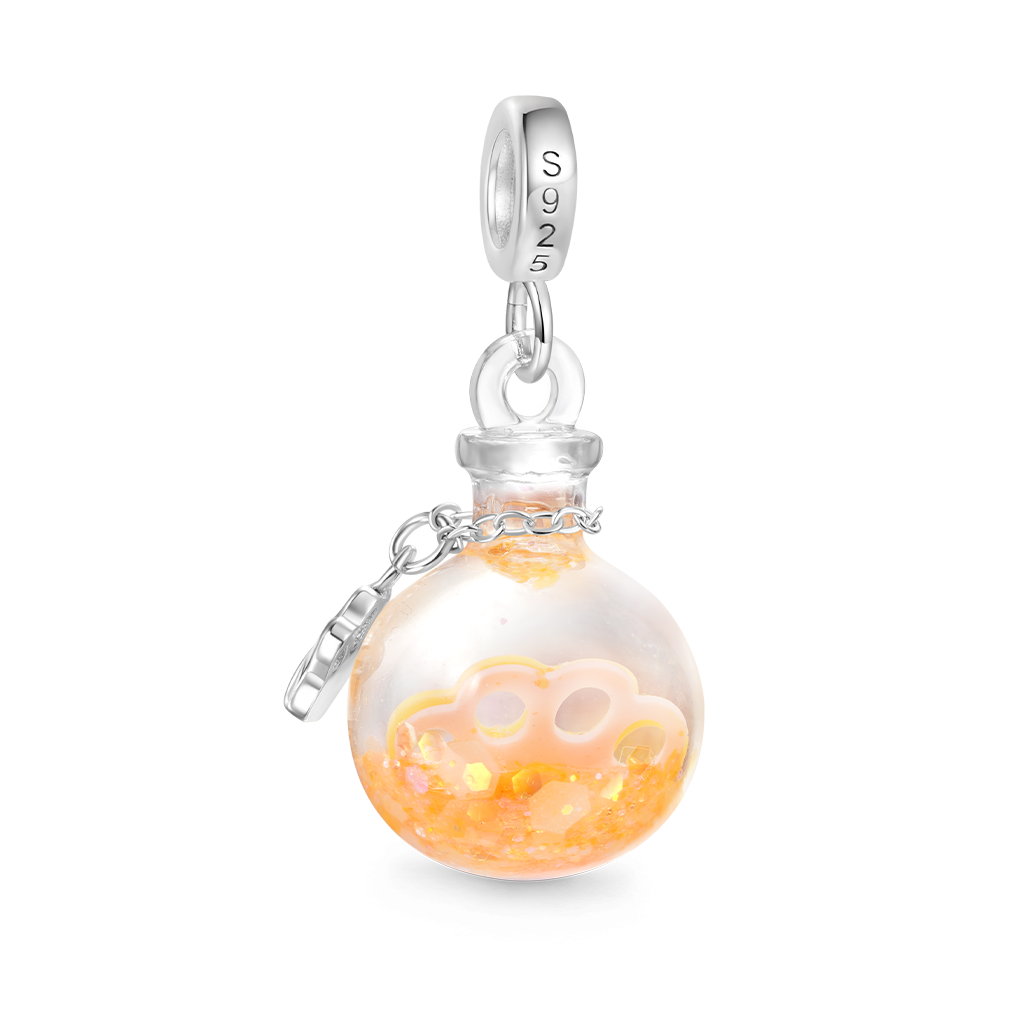 Gnoce Orange Glitter Engravable Paw Print Quicksand Pendant Dangle Charm_3