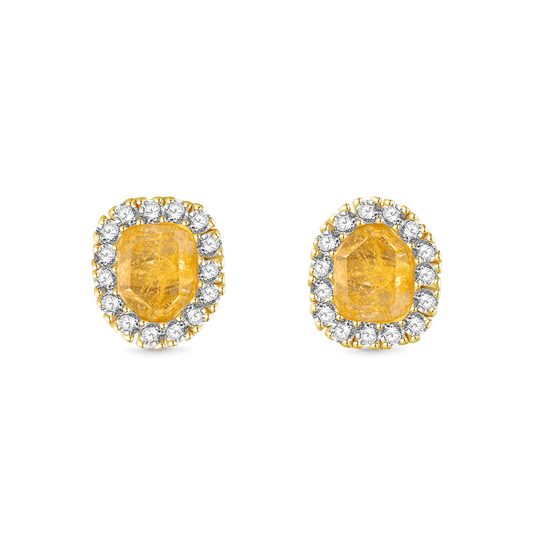 Gnoce Natural Irregular Gold Rutilated Quartz Stud Earrings_1