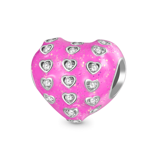 Gnoce Pink Valentine's Day Pave Gemstone Heart Charm_1