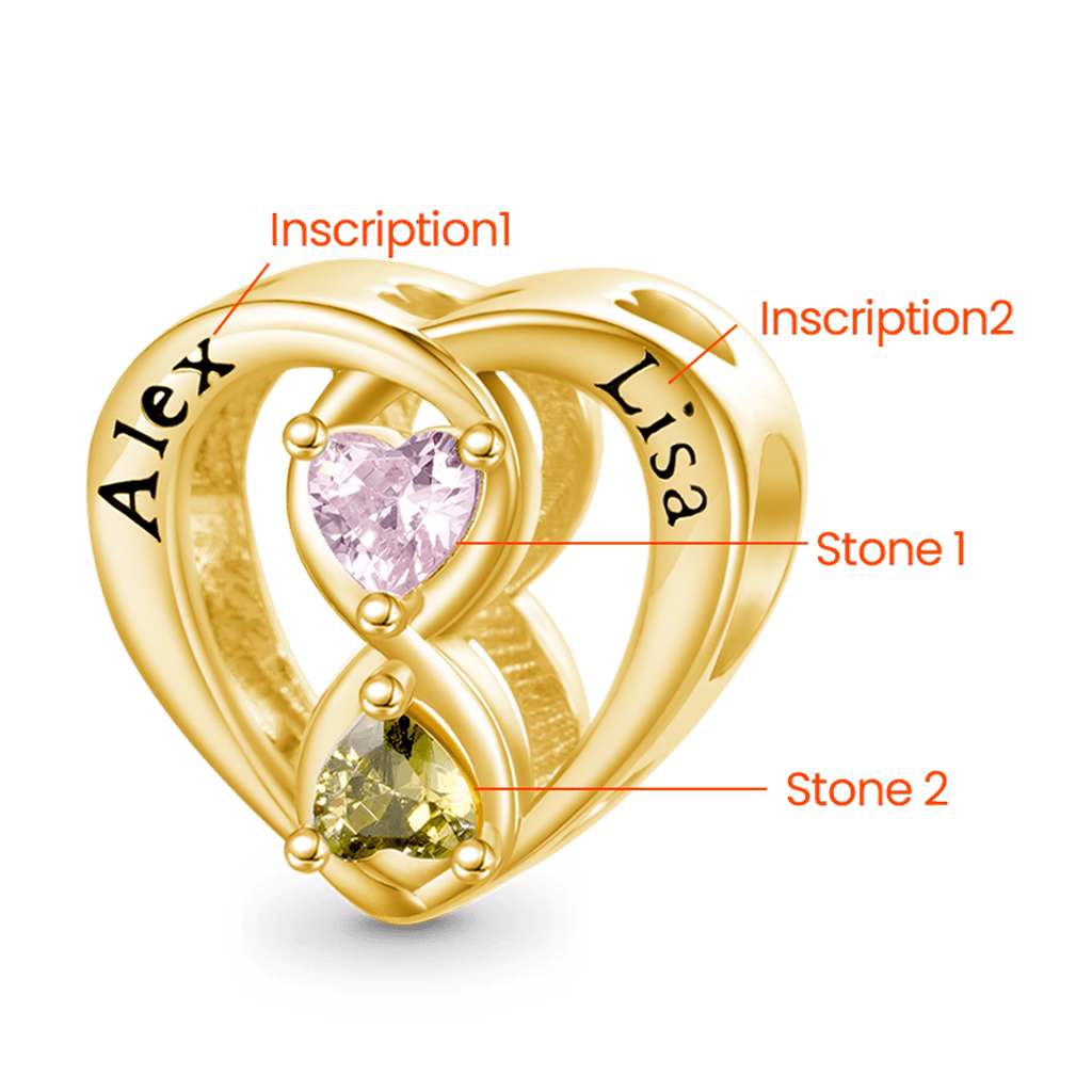 Gnoce 18k Gold Plated Infinite Love Couple Engravable Charm_2