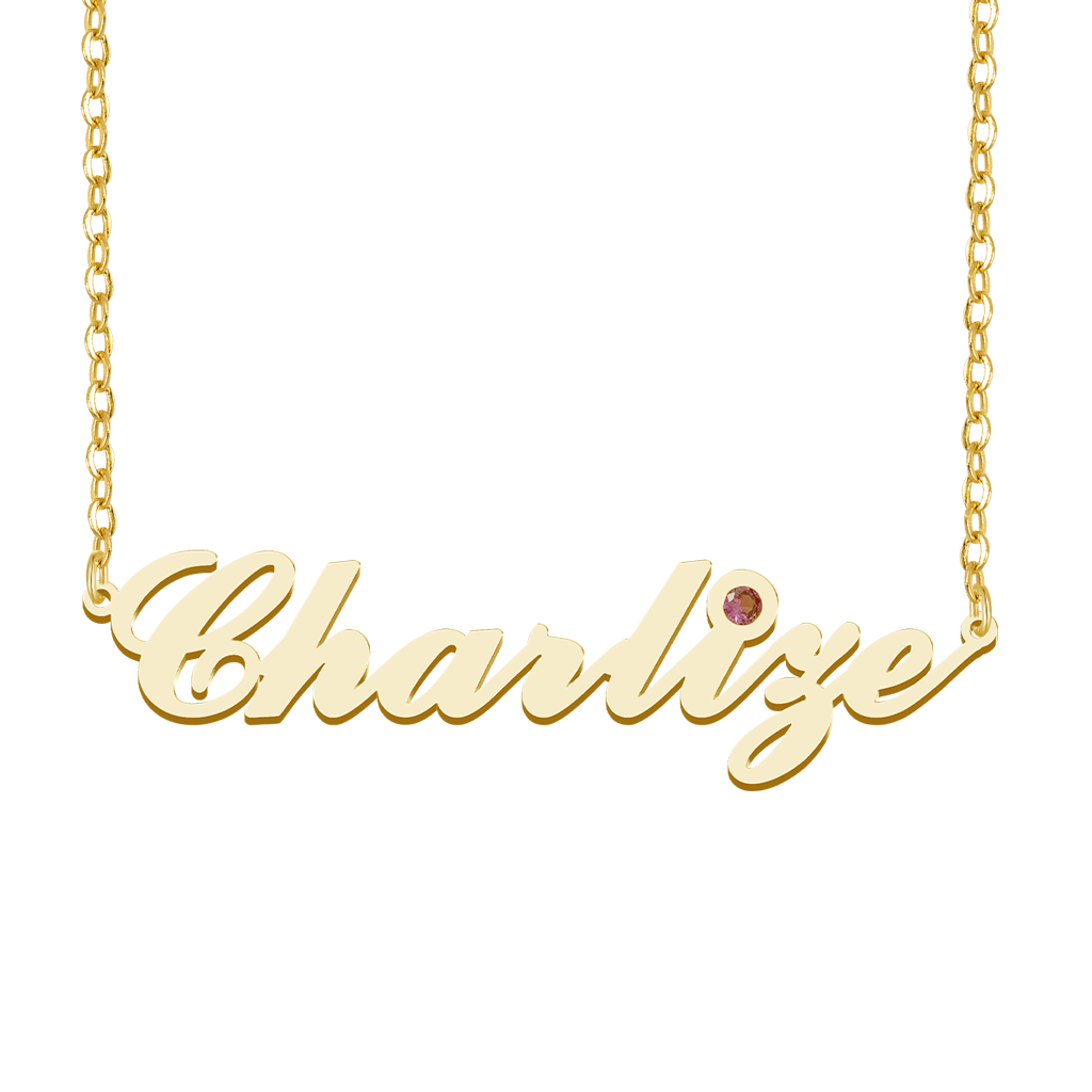 Gnoce Elegance Name Necklace with Birthstone_3