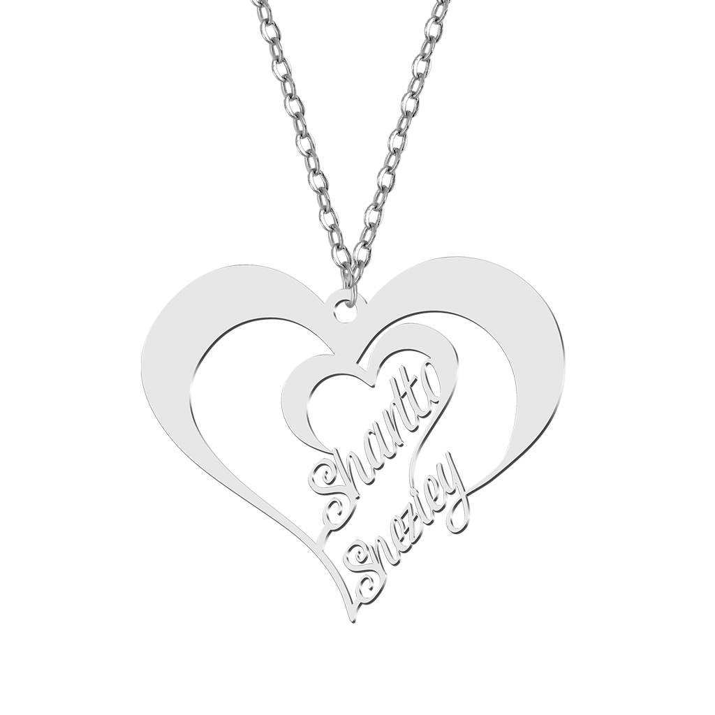 Gnoce Valentine's Day Personalized Heart Couple Name Necklace_2