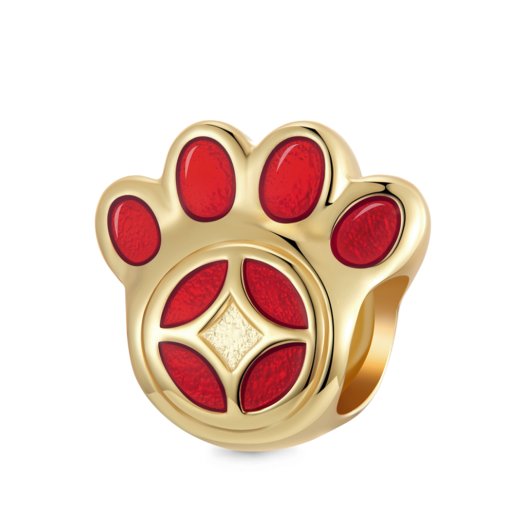 Gnoce Gold Plated Fortune Paw Print Charm_1