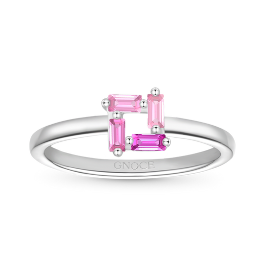 Gnoce Rectangular Flat Cut Pink Ring_1