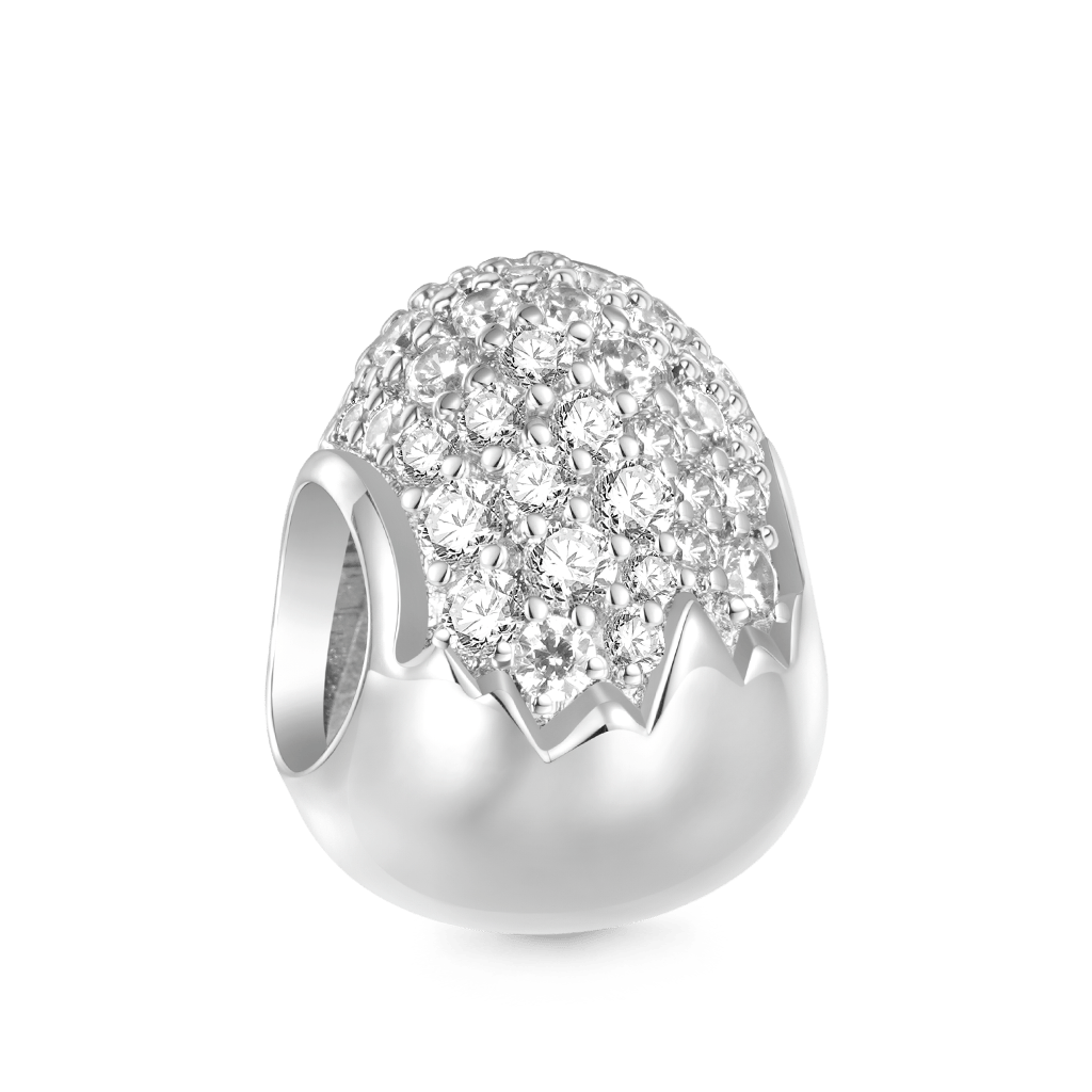 Gnoce Engravable Easter Egg Inlaid White Diamonds Pendant Dangle Charm_3