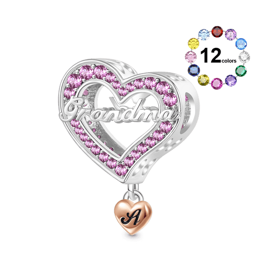 Gnoce Family Members - Grandma Personalised Heart Charm_1