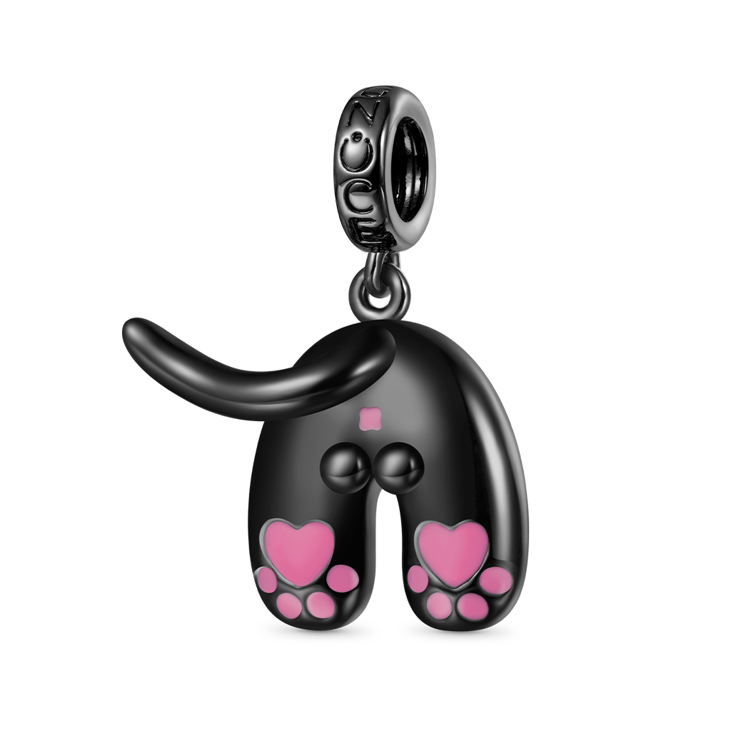 Gnoce Cute Cat Pink Love Paw Print Tail Pendant Dangle Charm_1