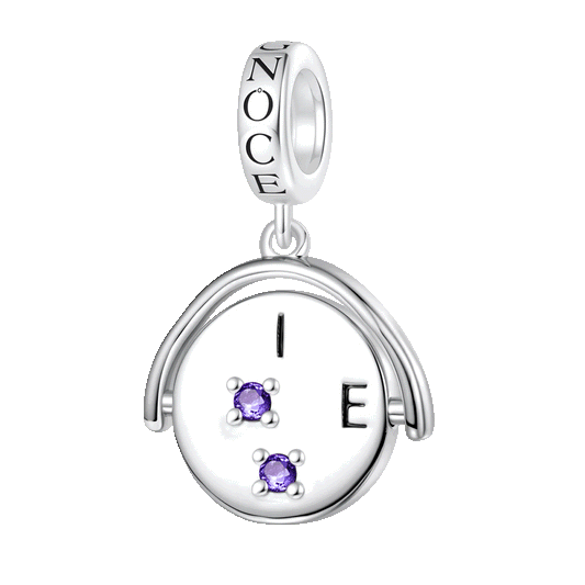 Gnoce "I love you" Vintage Spinner Birthstone Pendant Dangle Charm_1
