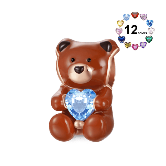 Gnoce Cute Bear Embraces Heart Birthstone Charm_1