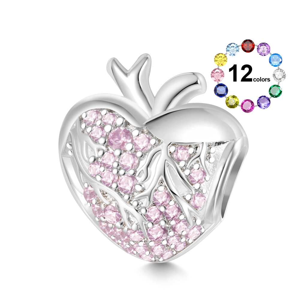 Gnoce Pink Crystal Engravable Heart Charm_1