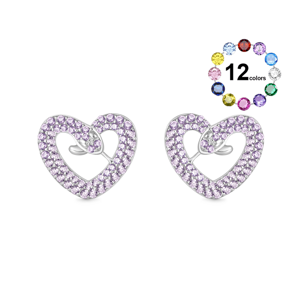 Gnoce Snake Heart Shape Stud Earrings_1