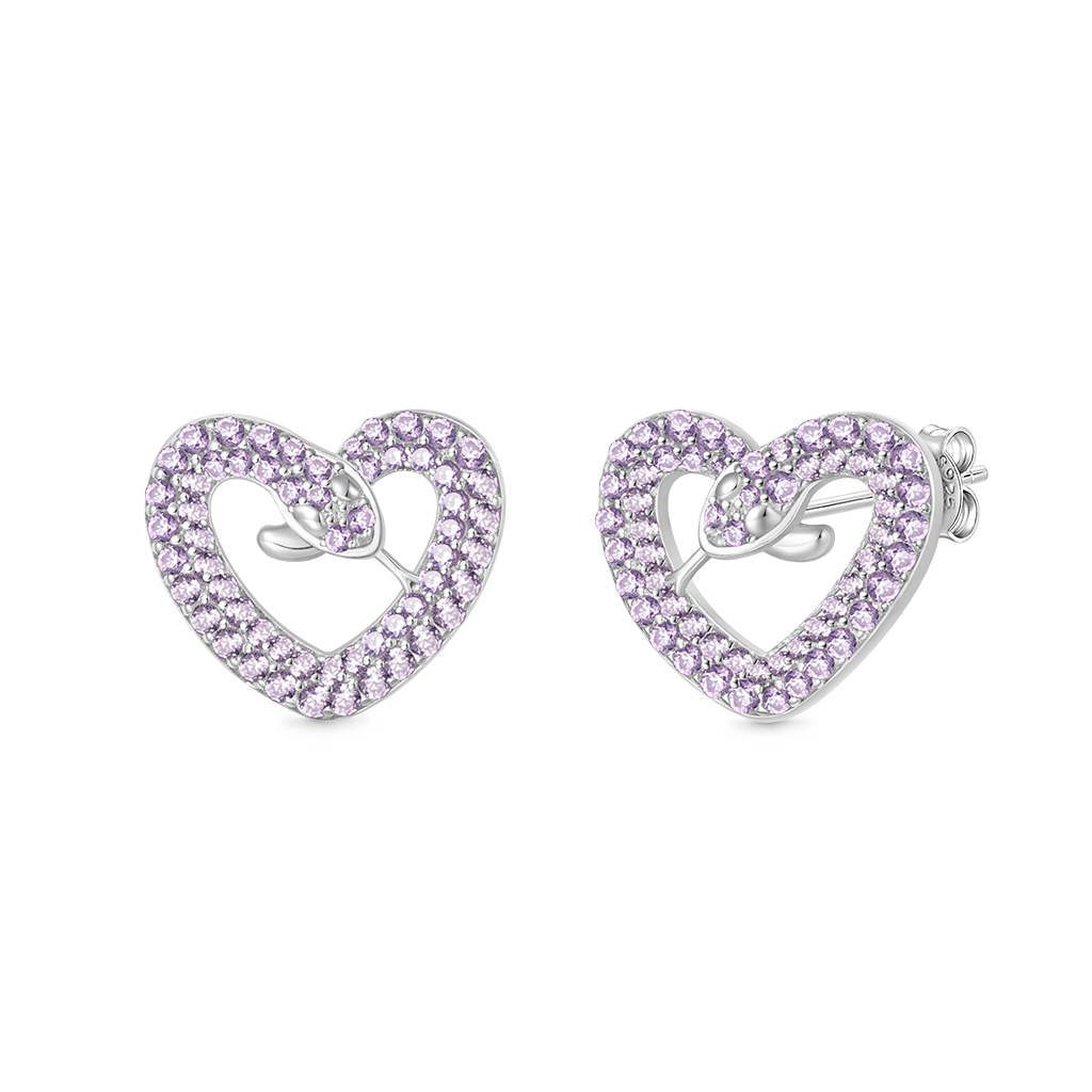 Gnoce Snake Heart Shape Stud Earrings_2