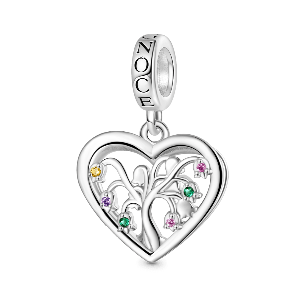 Gnoce Birthstone Lily Tree of Life Heart Pendant Dangle Charm_3