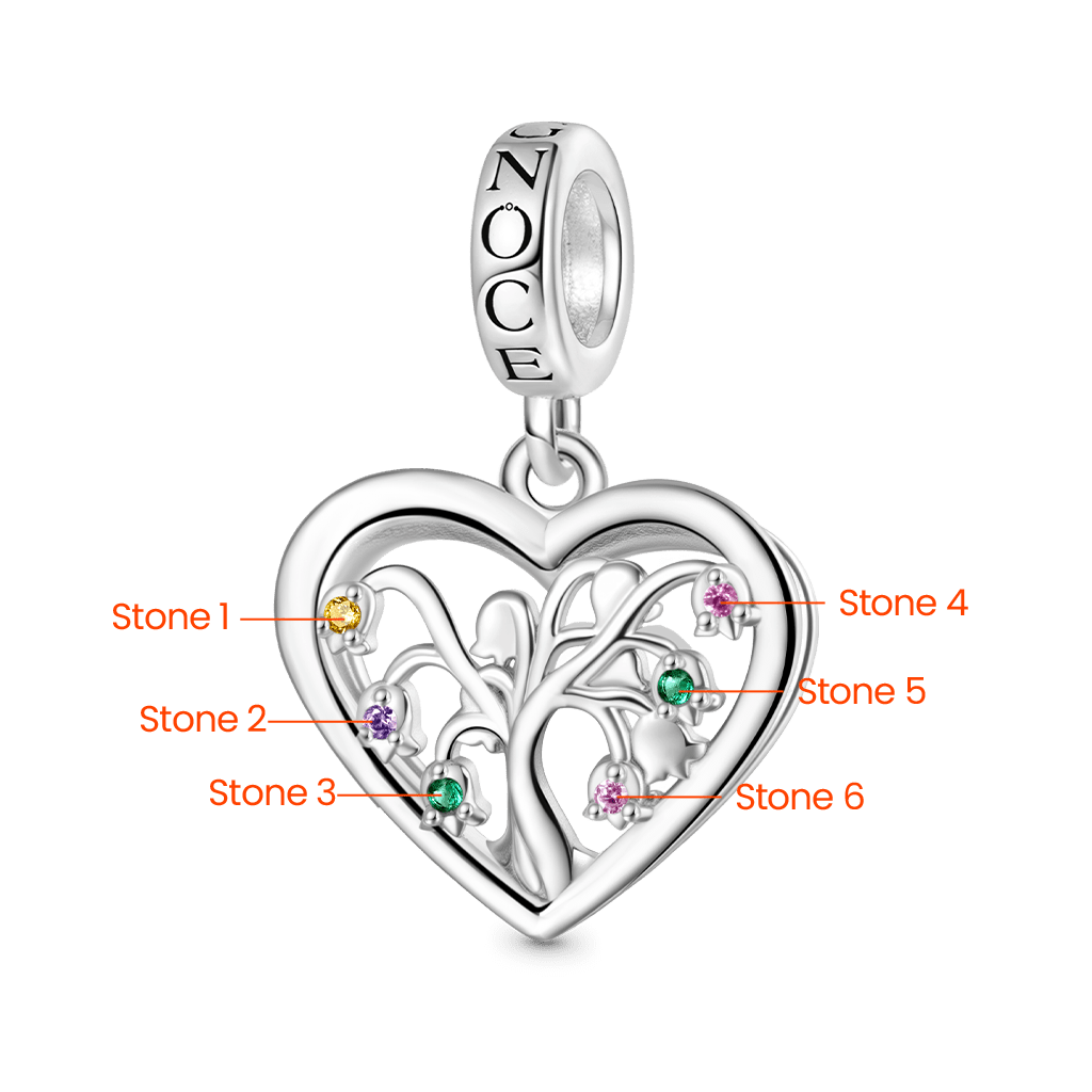 Gnoce Birthstone Lily Tree of Life Heart Pendant Dangle Charm_2