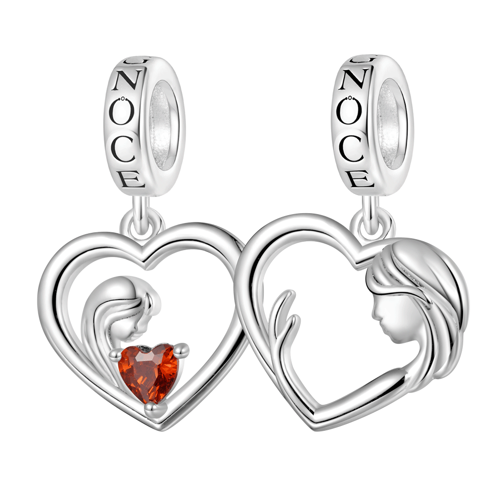 Gnoce Mother's Day Mother Hug Daughter Heart Double Pendant Dangle Charm_1